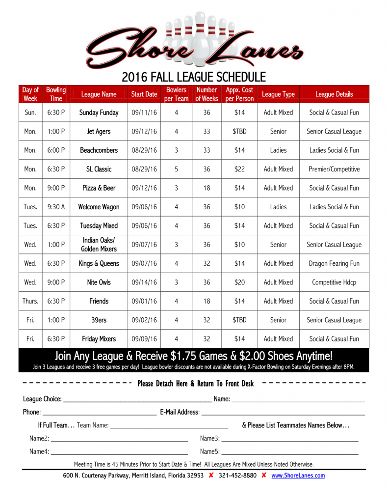2016 Fall League Schedule-1